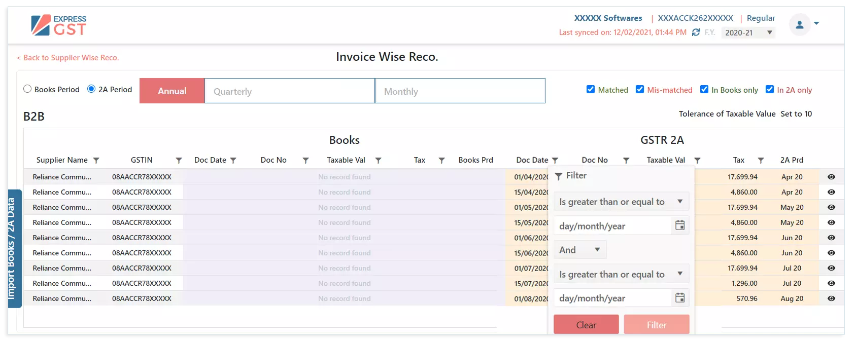 Invoice Wise Reco