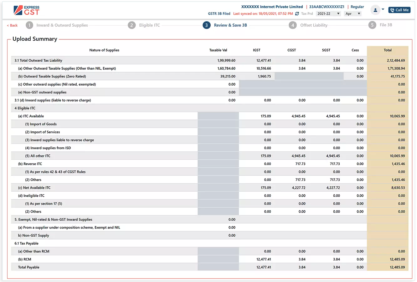One Stop Summary View of the Data to be Saved on Portal